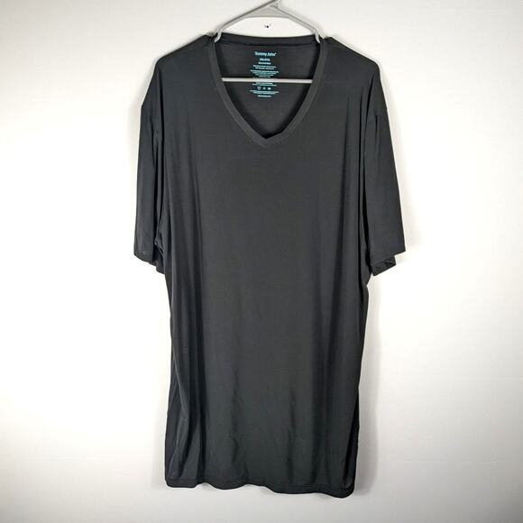 Tommy John Second Skin V Neck T Shirt 2XL Black Micro Modal Stretch Soft Men Tee - Picture 1 of 3